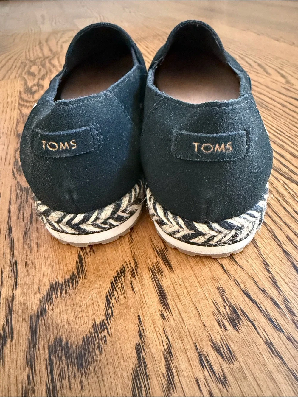 Toms Black Espadrille Platform Slip-Ons